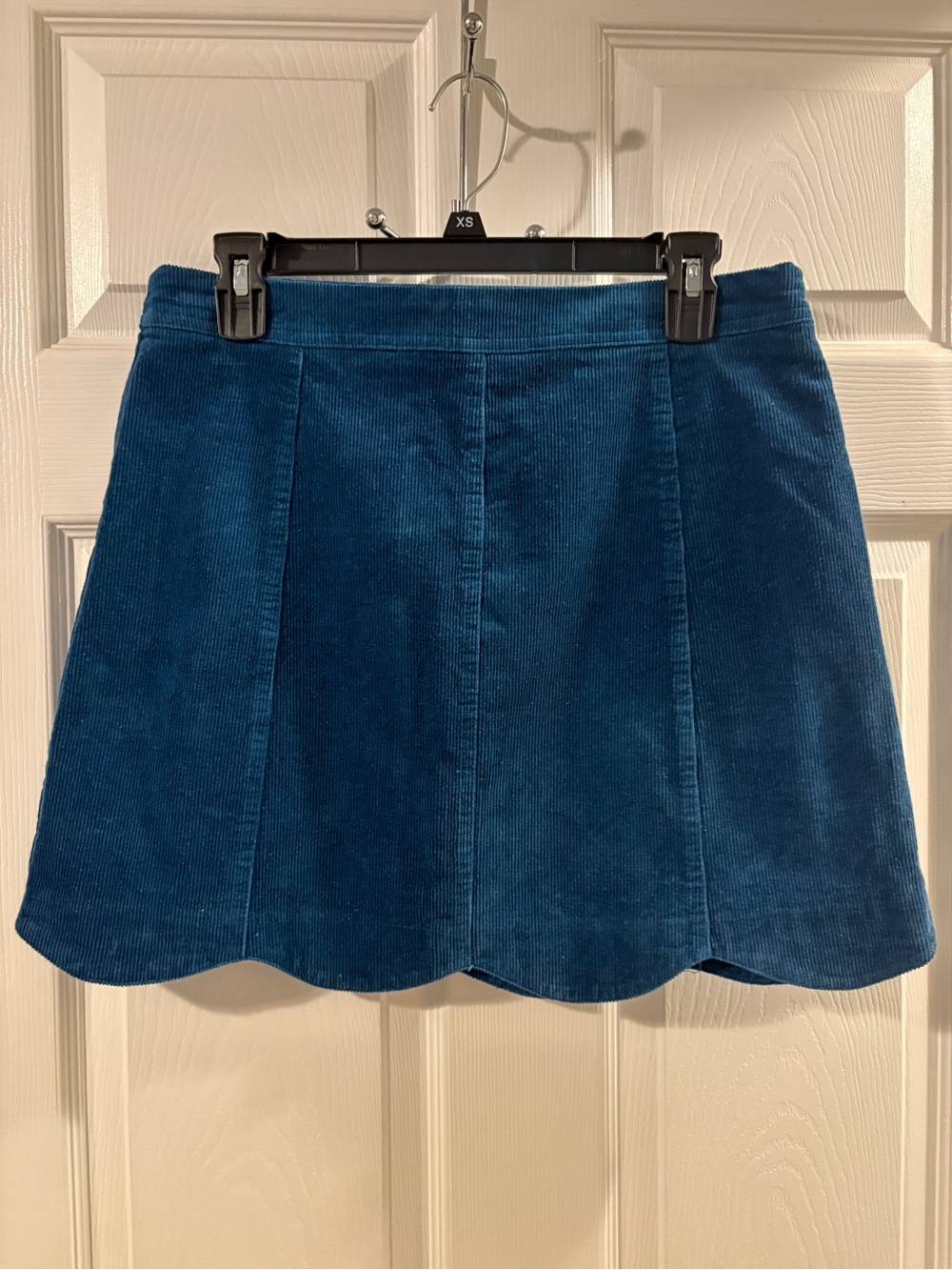 Altar'd State Teal Corduroy Scallop-Hem A-Line Skirt